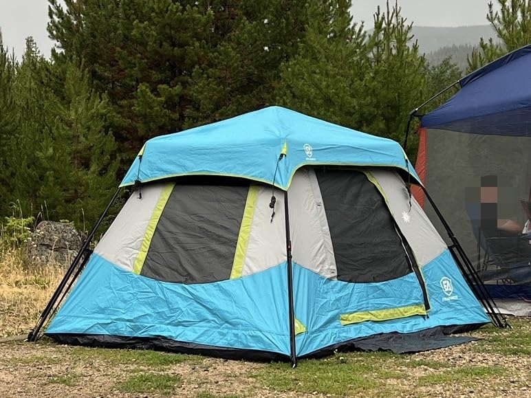 EVER ADVANCED 4 Person Blackout Camping Tent, 60s Easy Setup Instant Cabin Tent for Family, 4000mm Water-Resistant & UV Protection Light-Blocking Tent with Rainfly for Outdoor Travel, 8' x 7' x 59