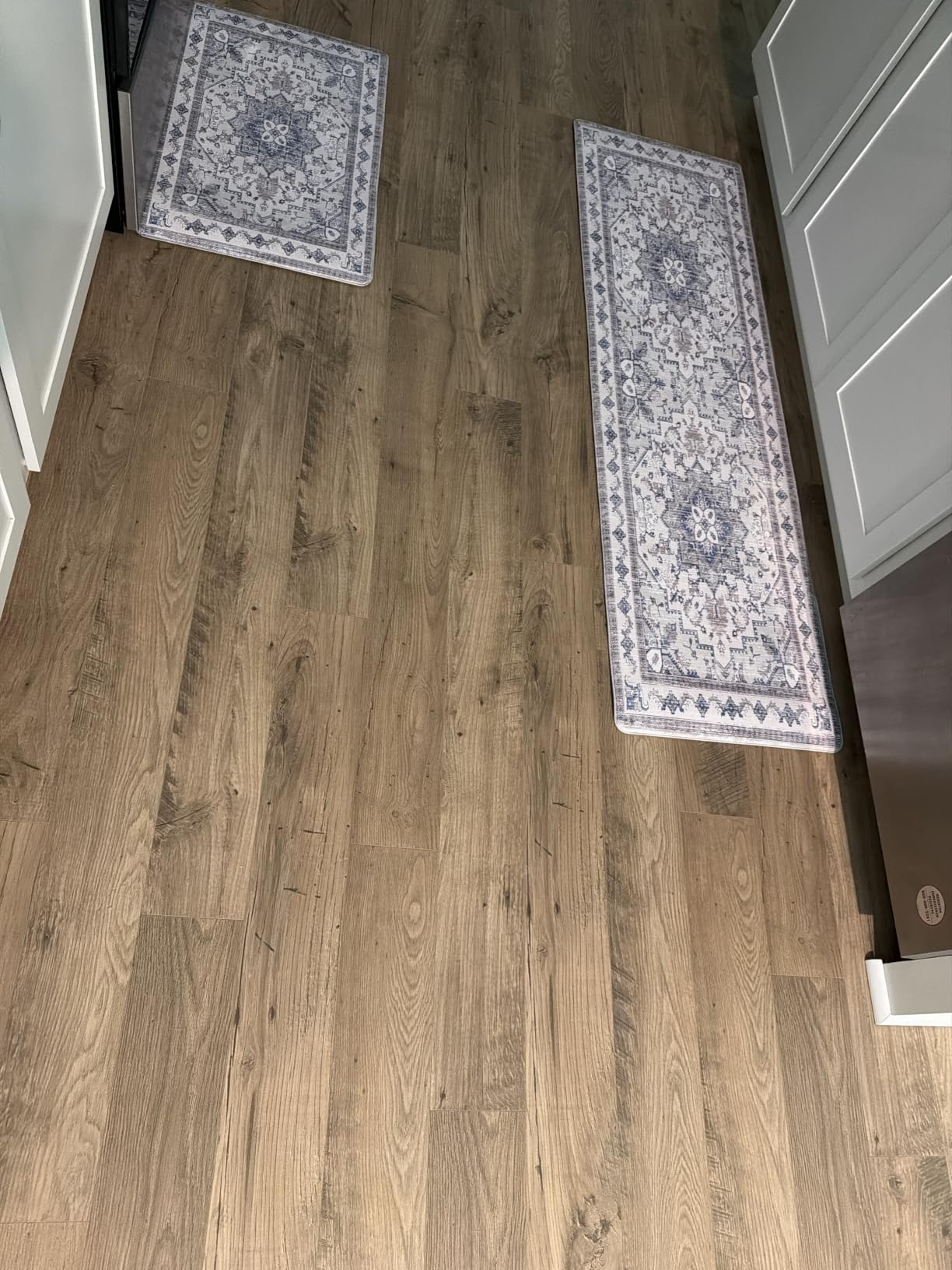 Boho Kitchen Mats for Floor 2 Piece Set Anti Fatigue Cushioned PVC Kitchen Rugs Non Slip Waterproof Farmhouse Mats 2/5 Inch Comfort Standing Mat for Sink, Laundry, 17.3