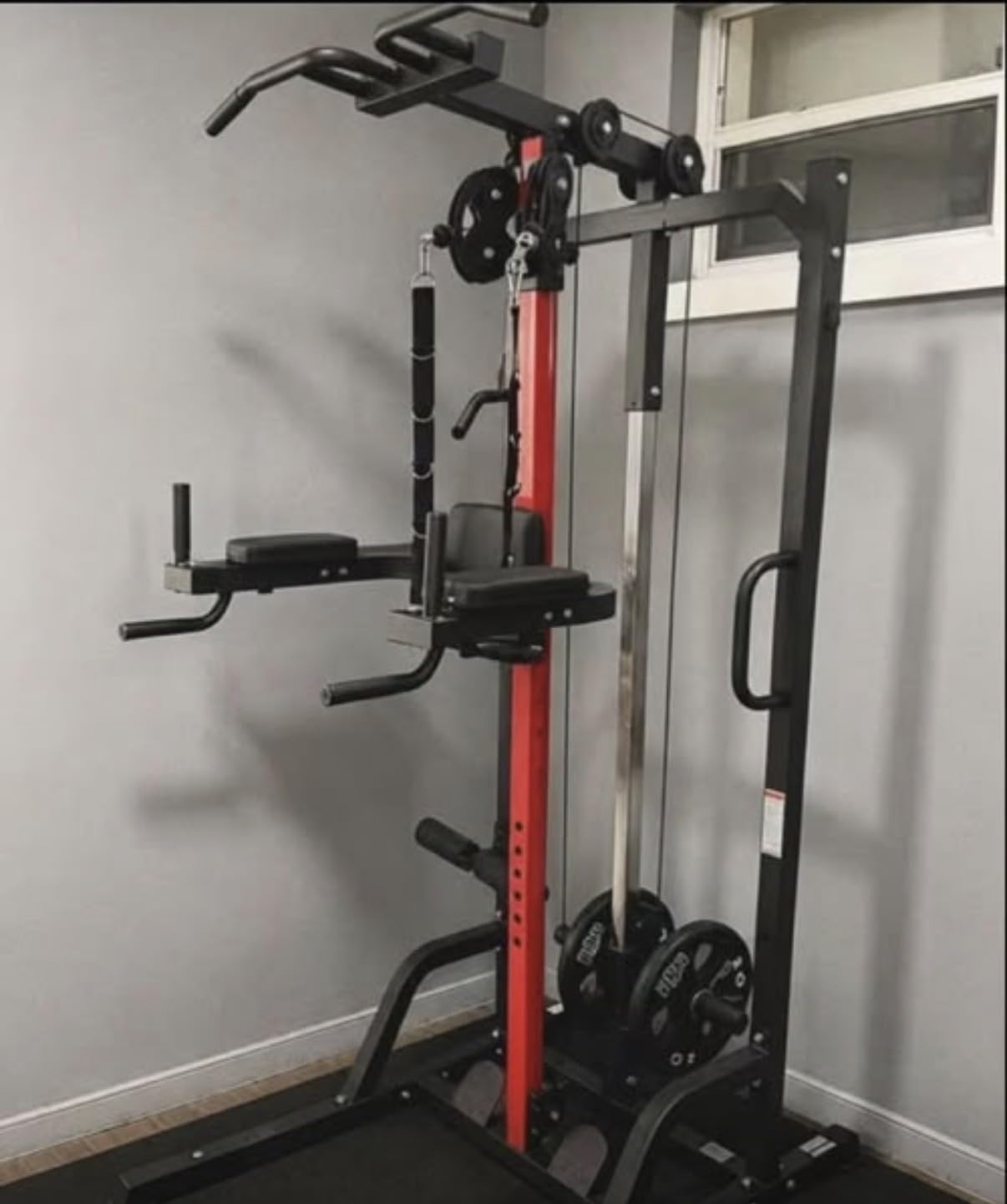Pull Up Bar Power Tower Dip Station with Cable Machine, 450LB Home Gym | Pull up bar, dip station and 16-position cable system for pull ups, dips, lat pulldowns, rows and full-body training customer photo 1
