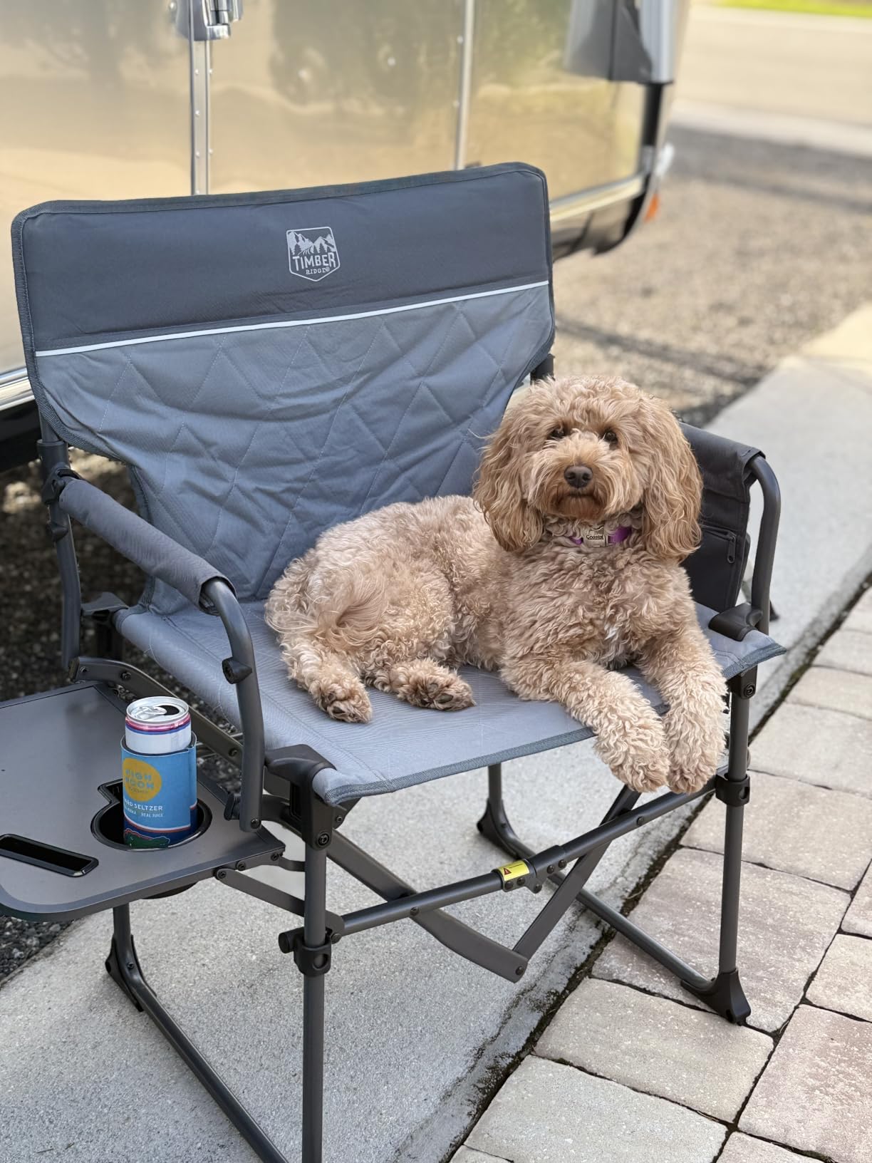 TIMBER RIDGE 400lbs Heavy Duty Camping Chair Portable Directors Chair | Folding Camp Chair with Side Table & Pocket Compact Size for Outdoor, Lawn, Sports and Fishing, Black customer photo 1