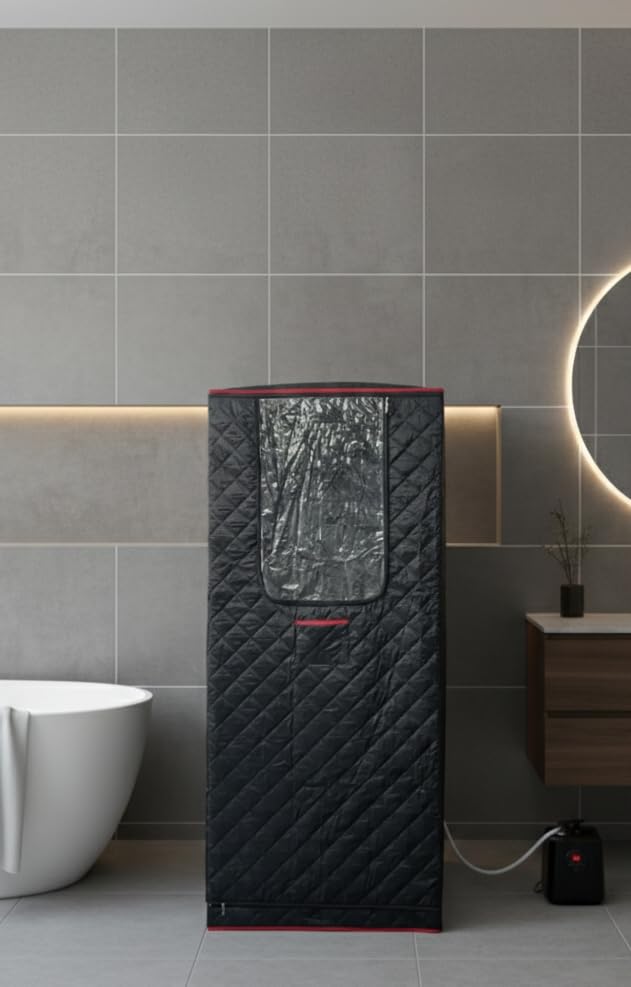 Upgraded Portable Steam Sauna for Home, Sauna Tent with 3L/1200W Steamer, XL Foldable and Remote Control, 99-Min Timer & 15 Power Levels, 2.6' x 2.6' x 5.9' Detox Spa for Relaxation, Jet Black customer photo 2