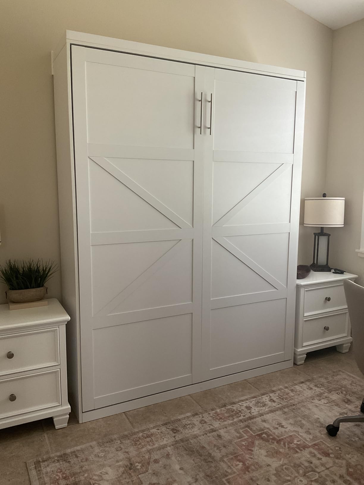 ROOMTEC Queen Size Murphy Bed with Smooth Pneumatic Lift, Space-Saving Wall Bed with Modern Cabinet Design, Easy Installation, Ideal for Guest Rooms, Home Offices, Fits 60