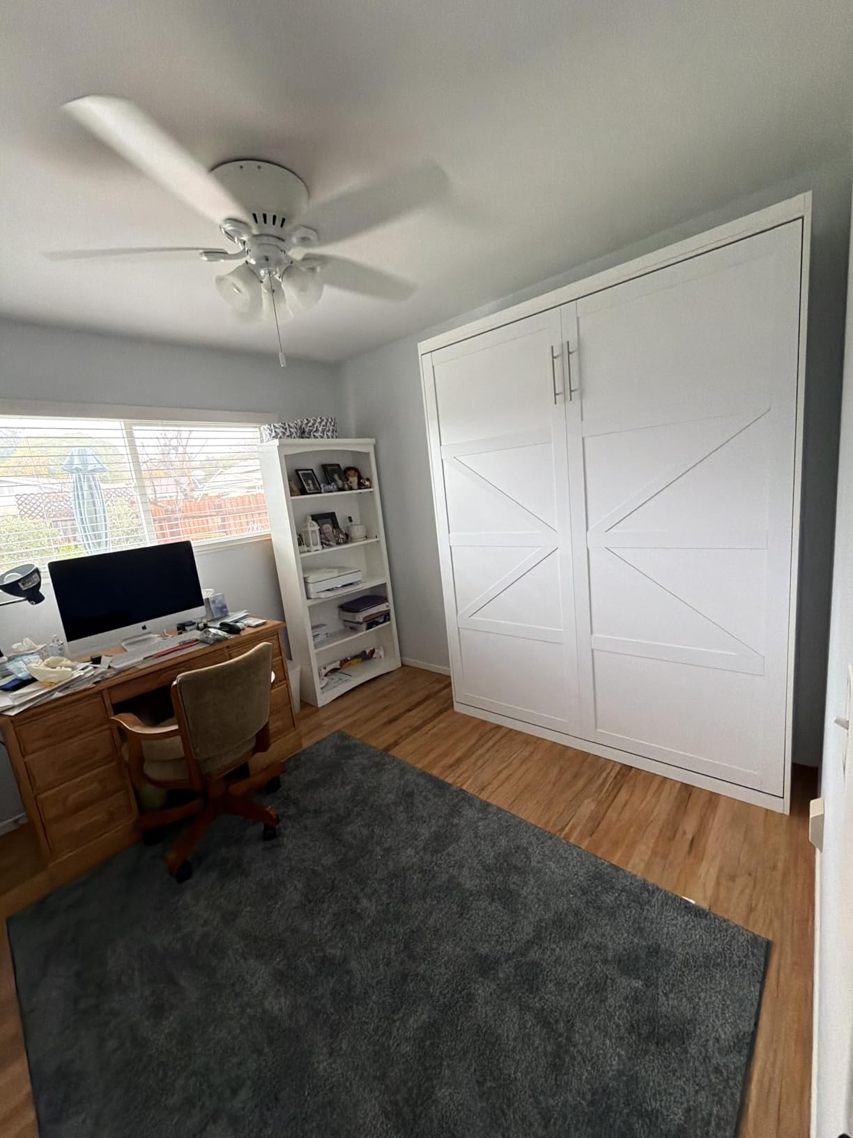 ROOMTEC Queen Size Murphy Bed with Smooth Pneumatic Lift, Space-Saving Wall Bed with Modern Cabinet Design, Easy Installation, Ideal for Guest Rooms, Home Offices, Fits 60
