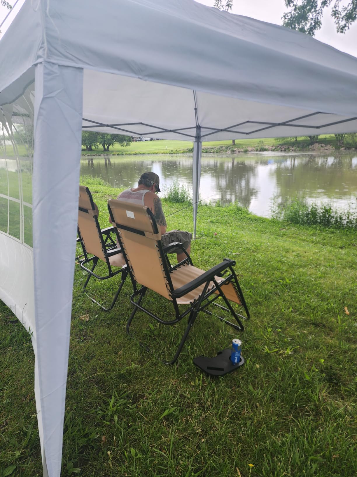 10x10 Pop Up Canopy Tent with Sidewalls, Portable Shelter, White customer photo 2