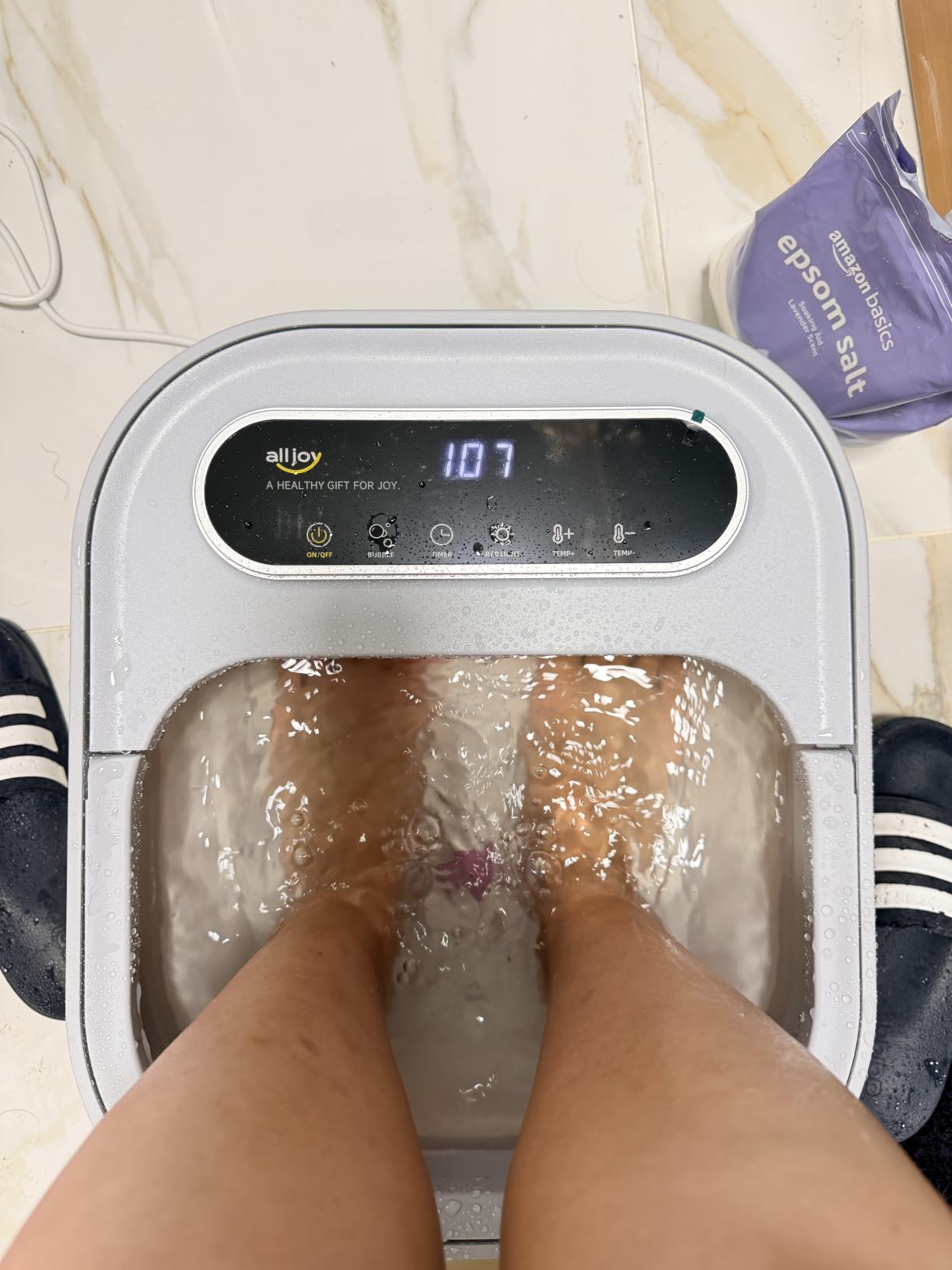 ALLJOY Collapsible Foot Spa with Heat, Pedicure Foot Bath with Bubbles & 6 Rollers, UL-Listed Rapid PTC Heating Foot Soaking Tub for Stress Relief, Relaxation Gift for Women & Men, Nurses & Teachers customer photo 2