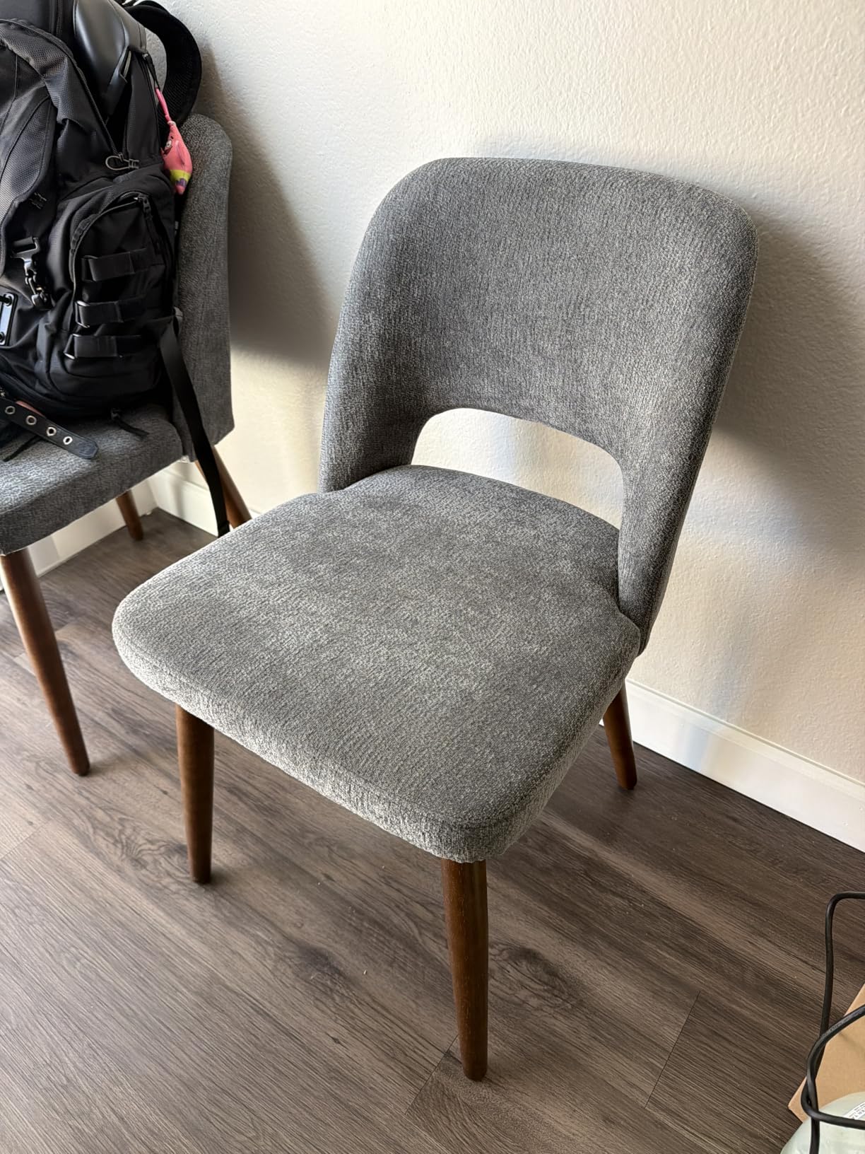 Usaint Wooden Dining Chairs Set of 4, Fabric Dining Room Chairs, Green, Modern Kitchen Chairs with Ergonomic Curved Backrest, No Wobble, Easy Assembly customer photo 2