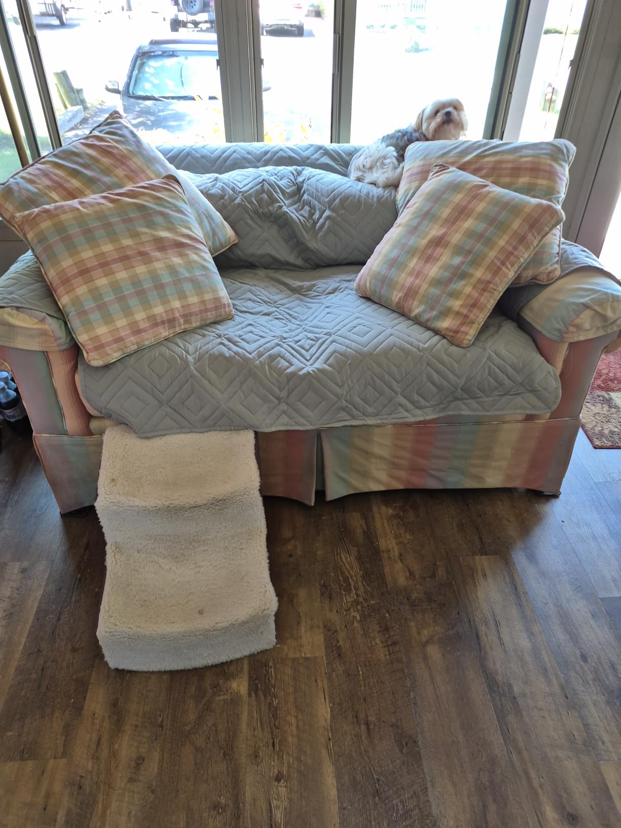 H.VERSAILTEX Thick Velvet Recliner Cover for Recliners Chair Covers Reclining Armchair Slipcover Couch Cover with Side Pocket Non Slip Backing and Elastic Strap (Recliner, Taupe-Velvet) customer photo 1