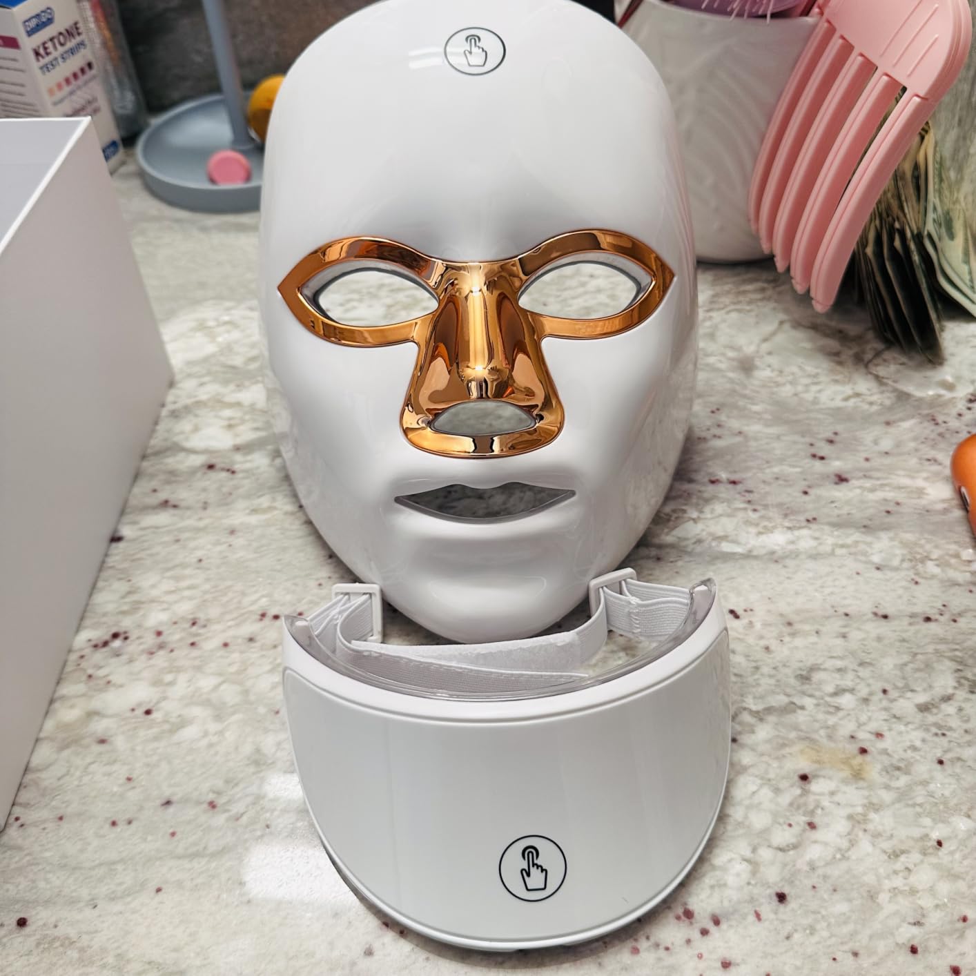 LED Face Mask for Wrinkles, Red Light Therapy for Face, Cordless NIR Red Light Therapy Mask with 7 Light Modes, 426 LEDs Rechargeable for Glowing Skin at Home White customer photo 2