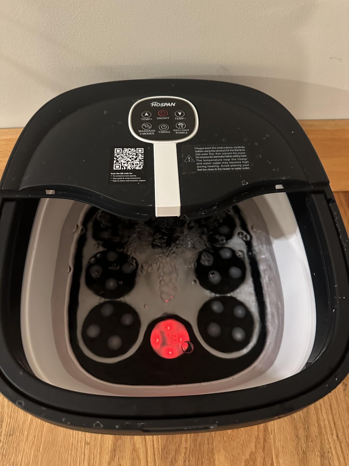 HOSPAN Collapsible Foot Spa Electric Rotary Massage, Foot Bath with Heat, Bubble, Remote, and 24 Motorized Shiatsu Massage Balls. Pedicure Foot Spa for Feet Stress Relief - FS02A customer photo 1