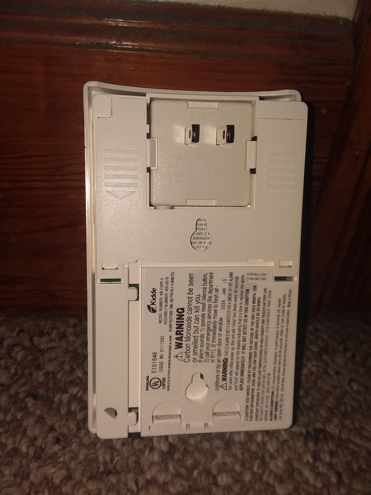Kidde Carbon Monoxide Detector, Plug-In with 9V Battery Backup, Digital Display, 85 dB Alarm, LED Status Light Indicators, 3rd Edition customer photo 1