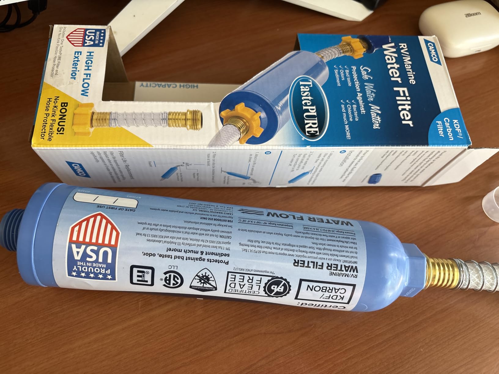 Camco Tastepure RV Water Filter - GAC & KDF Filtration - Made in the USA | Advanced RV Inline Water Filter with Flexible Hose Protector - Camping Essentials for Fresh Drinking Water (40043) customer photo 2