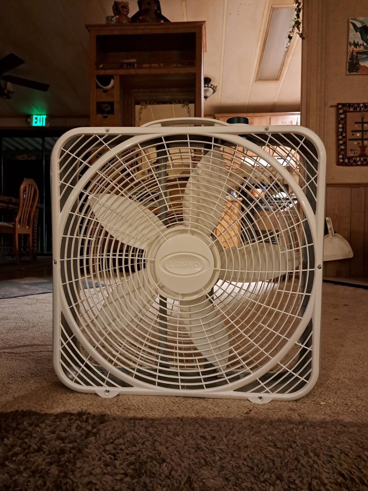 Lasko Weather-Shield Performance Box Fan, 3 Speeds, Innovative Wind Ring System for Up to 30% More Air, Carry Handle for Bedroom, Office, Home, 20 Inch, White, 3720 customer photo 2