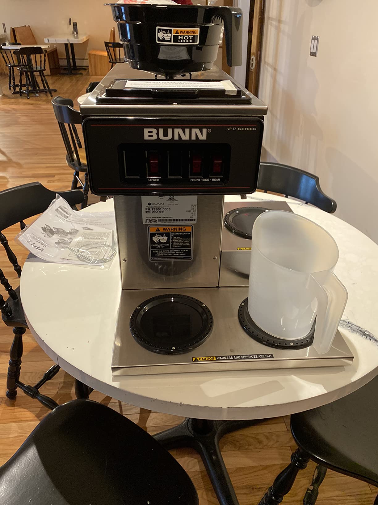 BUNN VP17-3, 12-Cup Low Profile Pourover Commercial Coffee Maker, 3 Lower Warmers, 13300.0003, Silver customer photo 1