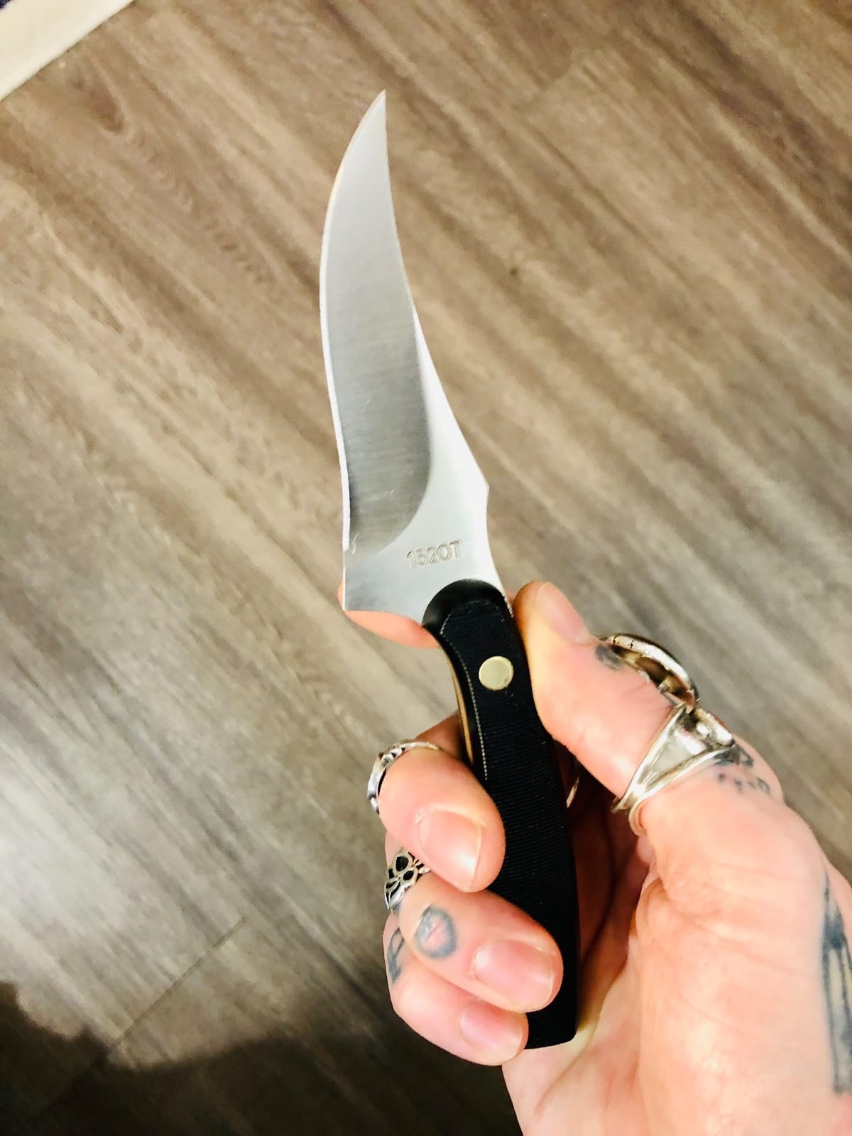 Old Timer 152OT Sharpfinger 7.1in Full Tang Fixed Blade Knife, 3.3in Clip Point Skinner Blade, Sawcut Handle, Leather Belt Sheath customer photo 2