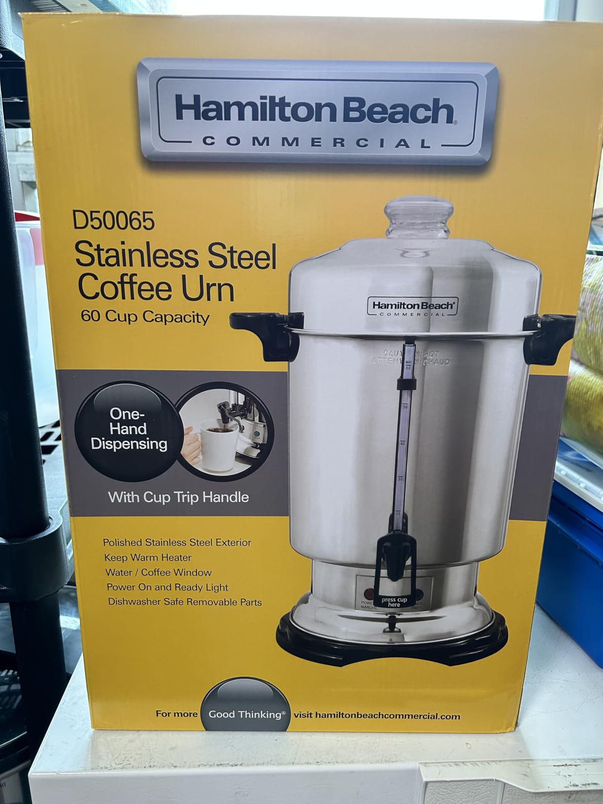 Hamilton Beach Commercial Coffee Urn & Hot Beverage Dispenser, 60 Cup Capacity, Polished Stainless Steel (D50065) customer photo 2
