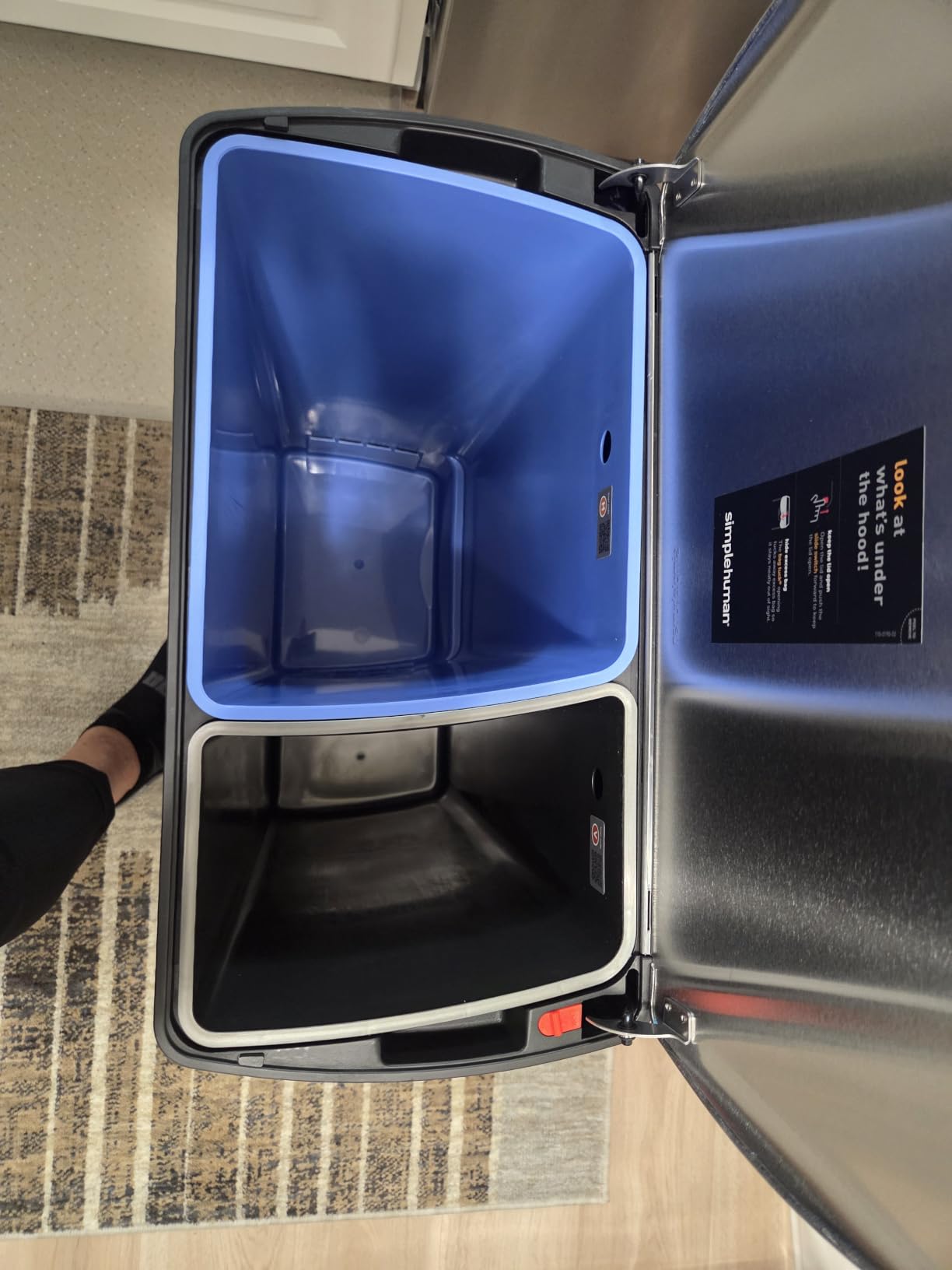 simplehuman Rectangular Dual Compartment Recycling Kitchen Step Trash Can, 46 Liter, Brushed Stainless Steel customer photo 1