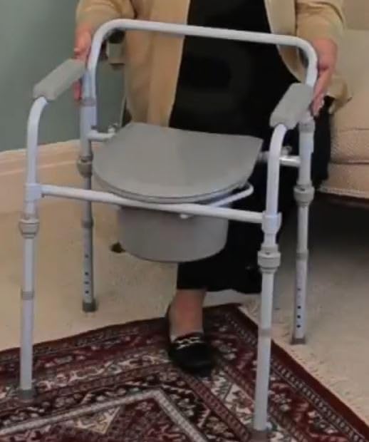 Drive Medical Folding Bedside Commode, Adjustable Height, Supports 350 lb customer photo 1
