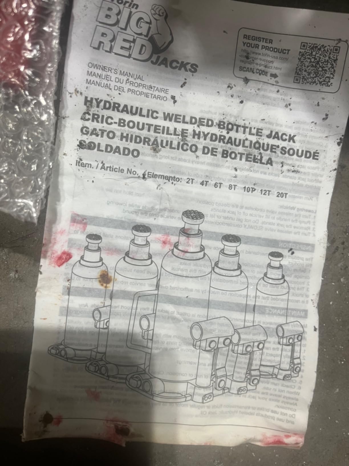 BIG RED T91003B Torin Hydraulic Welded Bottle Jack, 10 Ton (20,000 lb) Capacity, Red customer photo 1