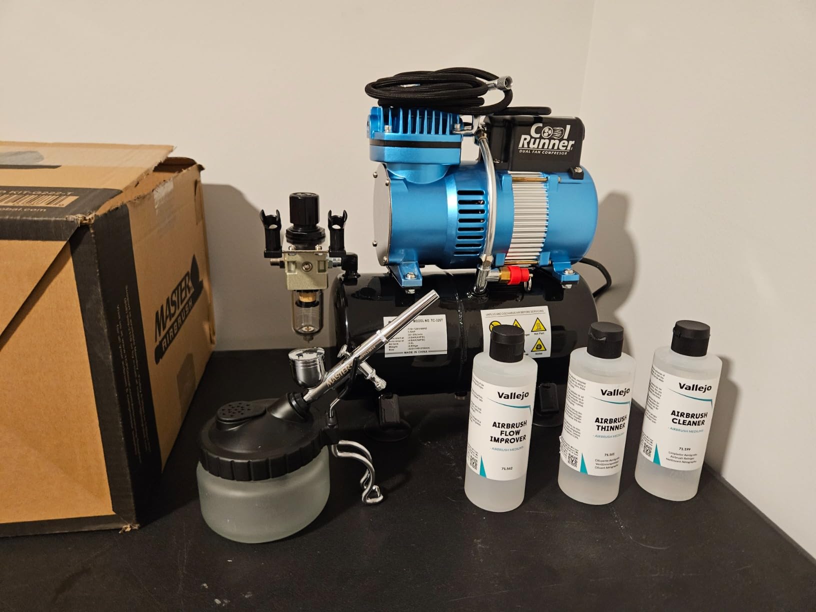 Master Airbrush Cool Runner II Dual Fan Airbrush and Compressor Kit with Gravity Air Brush with 3 Tips (0.2, 0.3 & 0.5mm Nozzle Tip), Compressor with Tank - Air Brush Kit for Beginners & Professionals customer photo 1