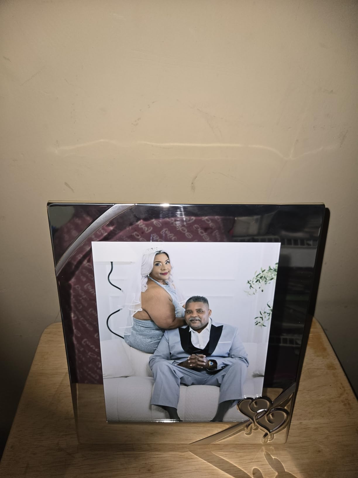 Lenox True Love 8x10 Wedding Silverplate Picture Frame | zinc alloy plating | holds an 8x10 photo | wedding keepsake gift with heart design, wall decor, photo frame customer photo 2