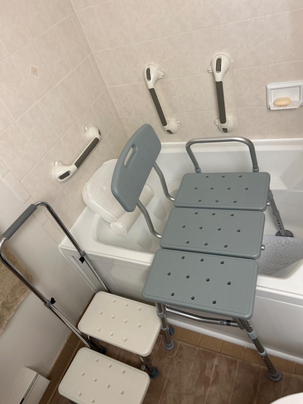 Drive Medical Tub Transfer Bench for Bathtub, Height Adjustable | Aluminum Tub Transfer Bench Offers Comfortable Backrest and Height Adjustable Design, 350 Lb Capacity customer photo 1