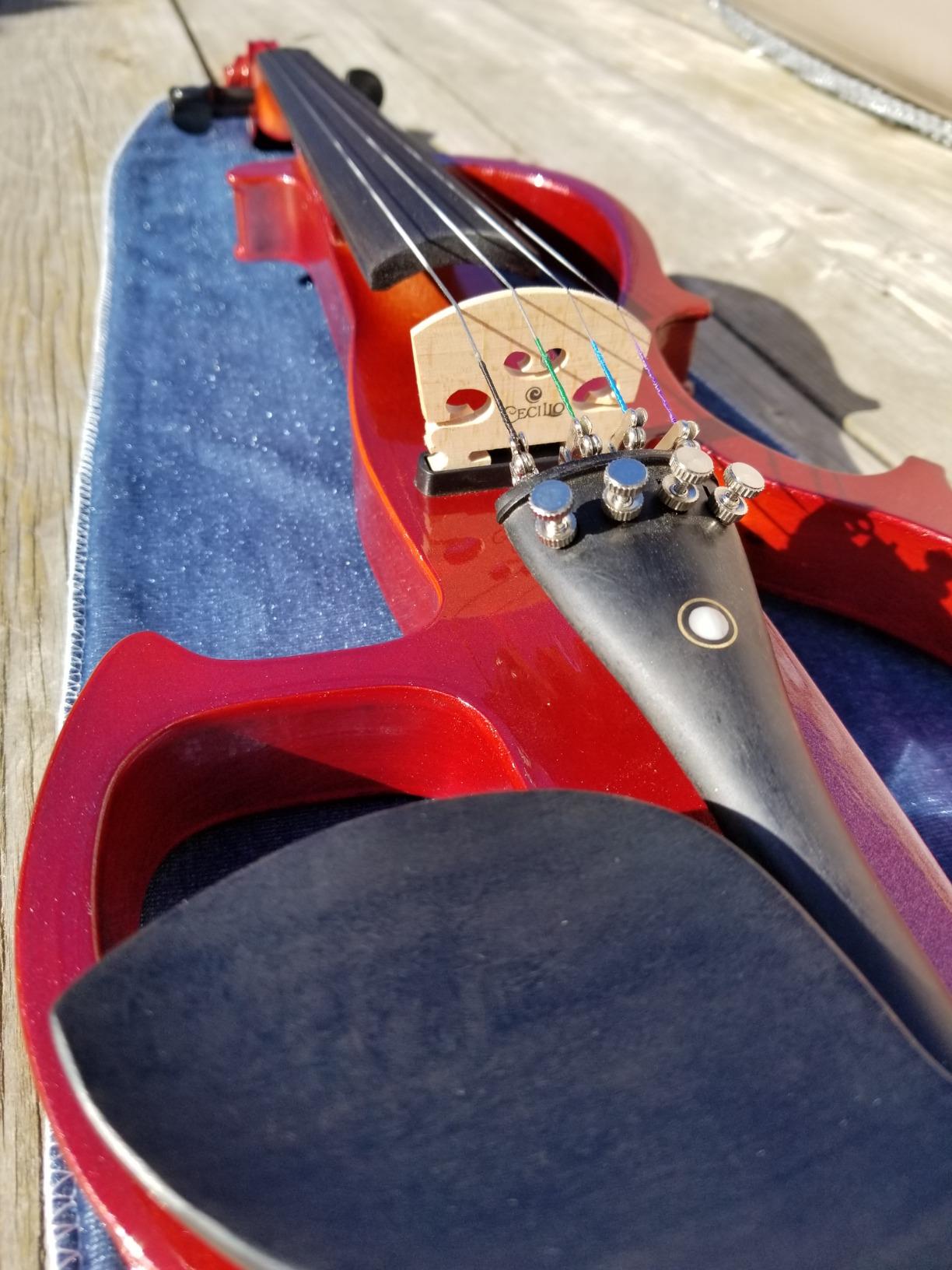 Cecilio 4/4 CEVN-2BL Electric/Silent Violin with Ebony Fittings in Blue Metallic Varnish (Full Size) - Ideal for Practice and Performance customer photo 1
