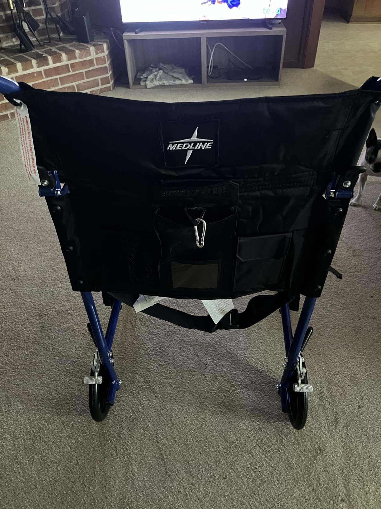 Medline Ultra Lightweight Transport Wheelchair for Adults, Foldable, 19-Inch Seat Width, Blue Frame, Black Upholstery customer photo 1