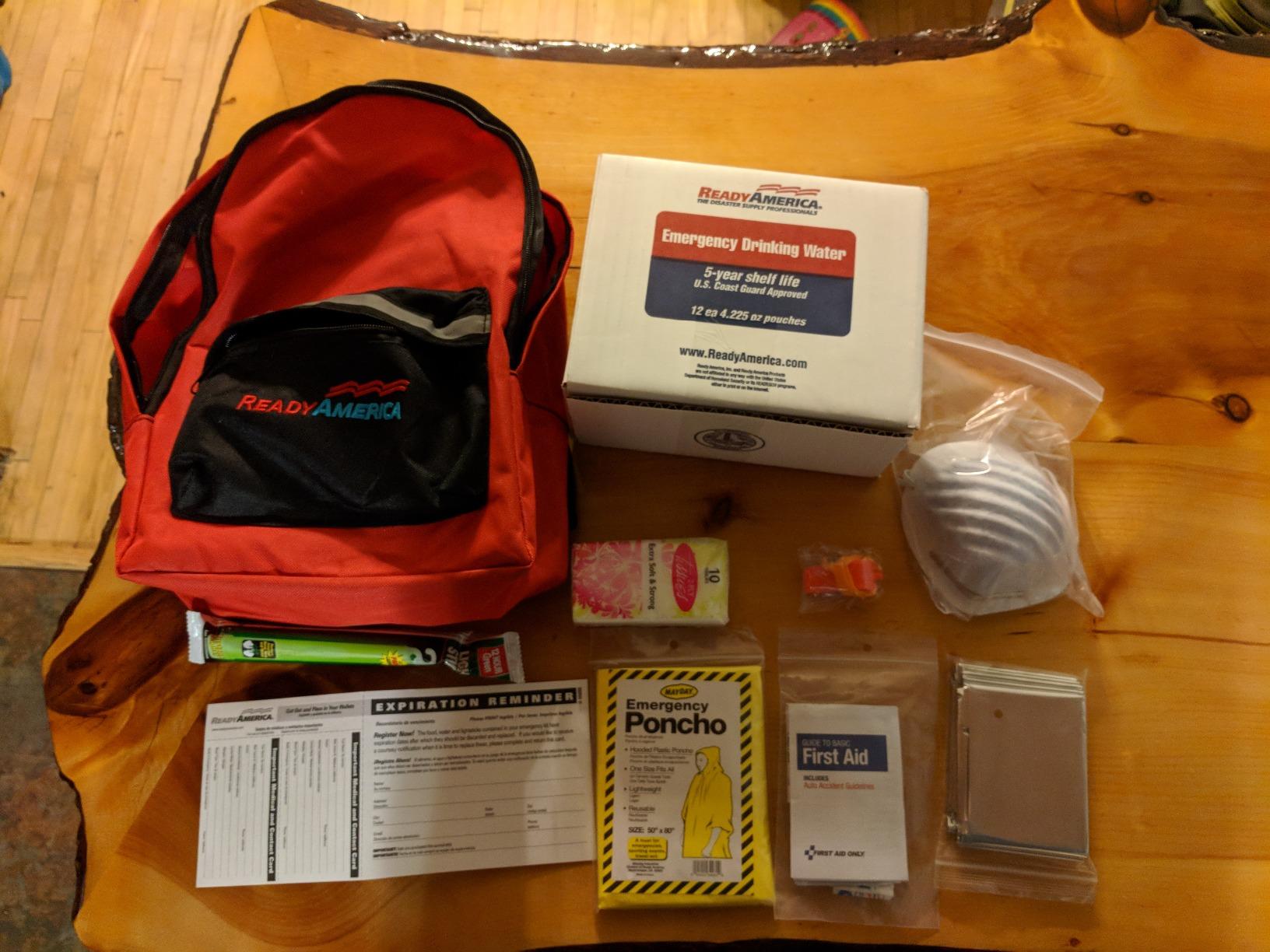 Ready America 70180 72 Hour Emergency Kit, 1-Person, 3-Day Backpack, Includes First Aid Kit, Survival Blanket, Emergency Food Portable Disaster Preparedness Go-Bag for Earthquake, Fire, Flood customer photo 1