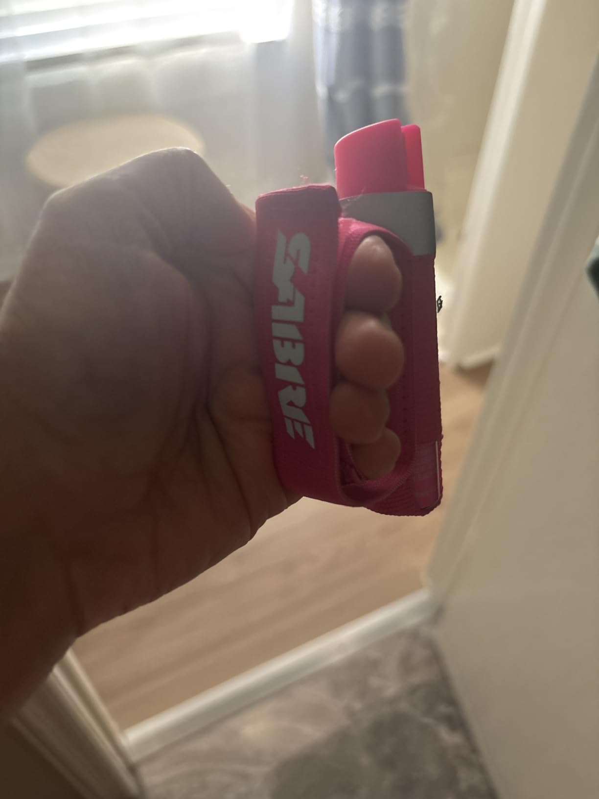 SABRE Runner Pepper Gel Spray for Running, Walking & Personal Safety | Max Strength OC Self Defense Gel w/ 360° Reflective Hand Strap, UV Dye, Reduces Wind Blowback, 16 ft Range, 13-Sec Spray Time customer photo 2