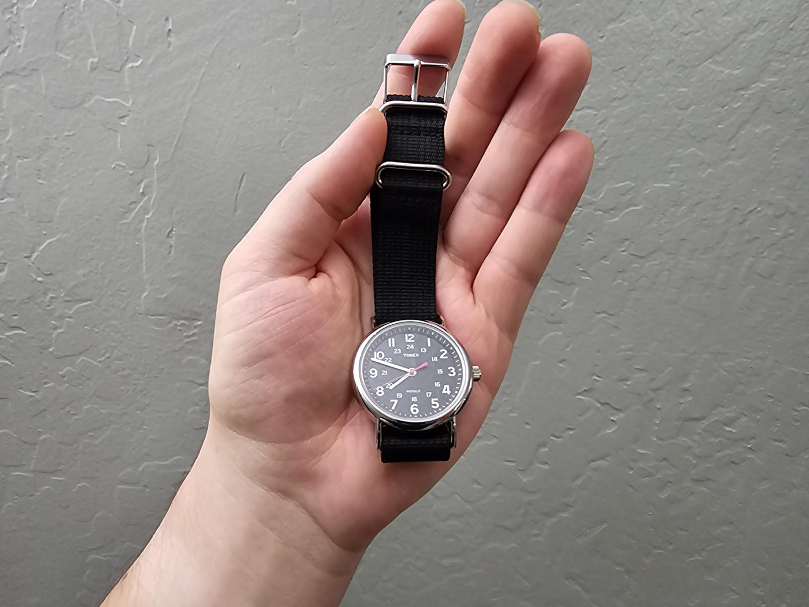 Timex Weekender 38mm Unisex Analog Watch | INDIGLO Backlight | Adjustable Durable Nylon Fabric Slip Through Strap | 24 Hour Time customer photo 2