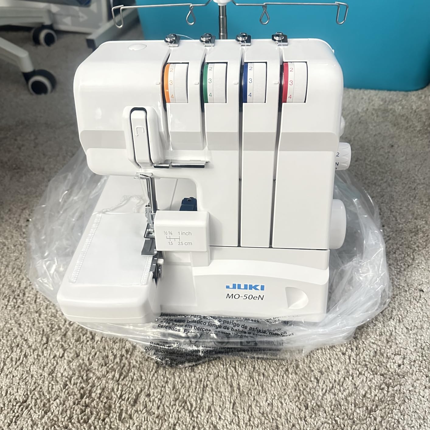 Juki MO-50E 3 or 4 Thread Serger, Lay In Tensions, Adjustable Differential Feed, Built In Rolled Hem, Automatic Lower Looper Threader, Retractable Upper Knife customer photo 2