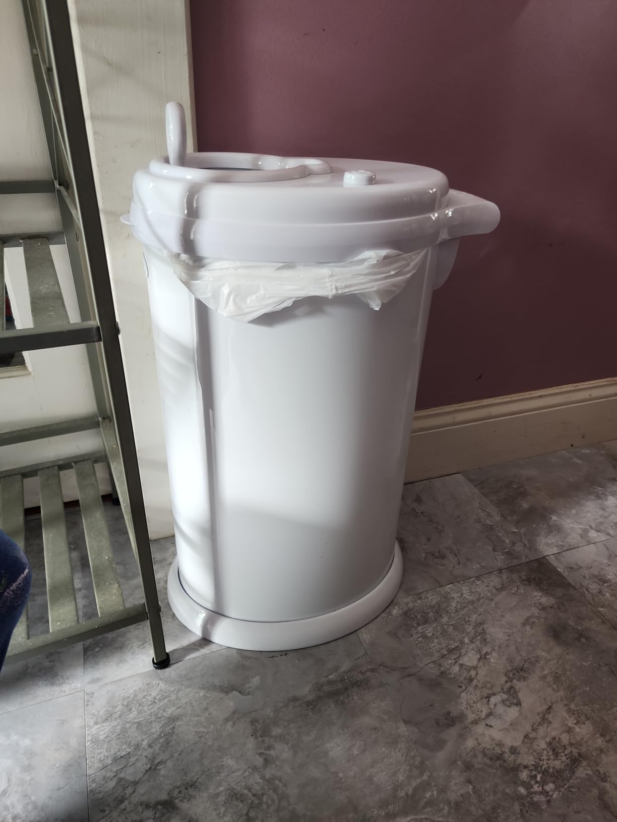 Ubbi Stainless Steel Diaper Pail, No Special Bags, Odor-Locking, White customer photo 2