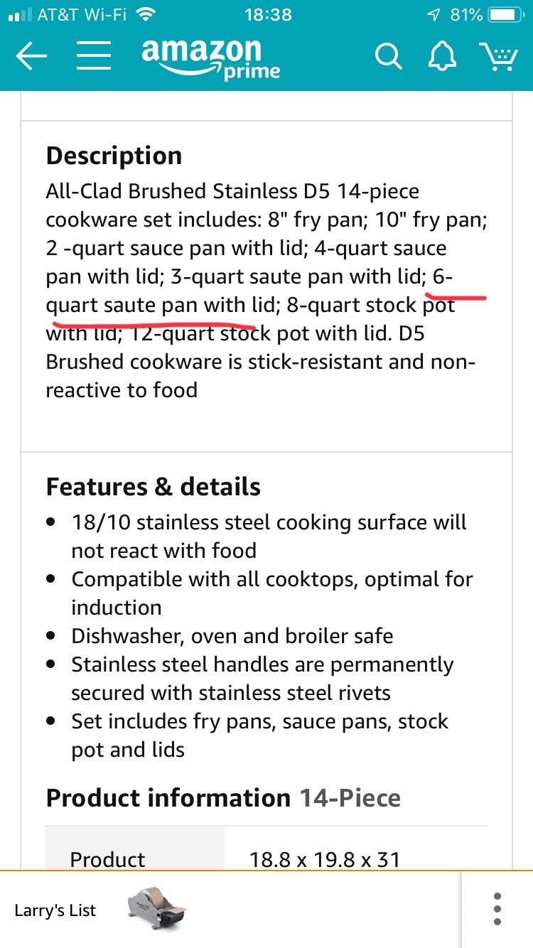 All-Clad D5 Stainless Steel 5-Piece Cooking Set, Made in the USA customer photo 1