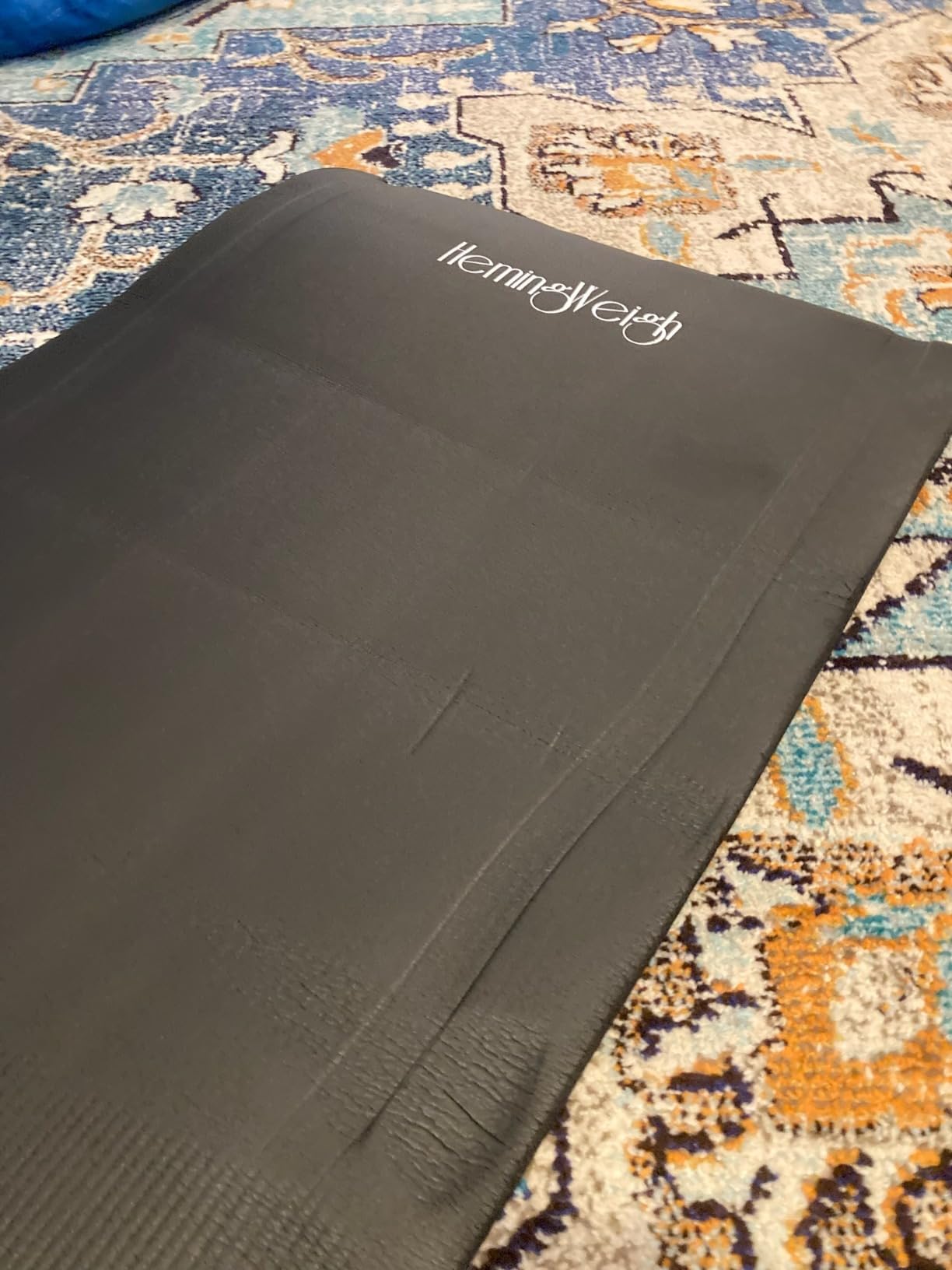 HemingWeigh 1 Inch Extra Thick Non Slip Yoga Mat - Exercise Mats for Home Workouts, Black (70L x 23W) customer photo 2