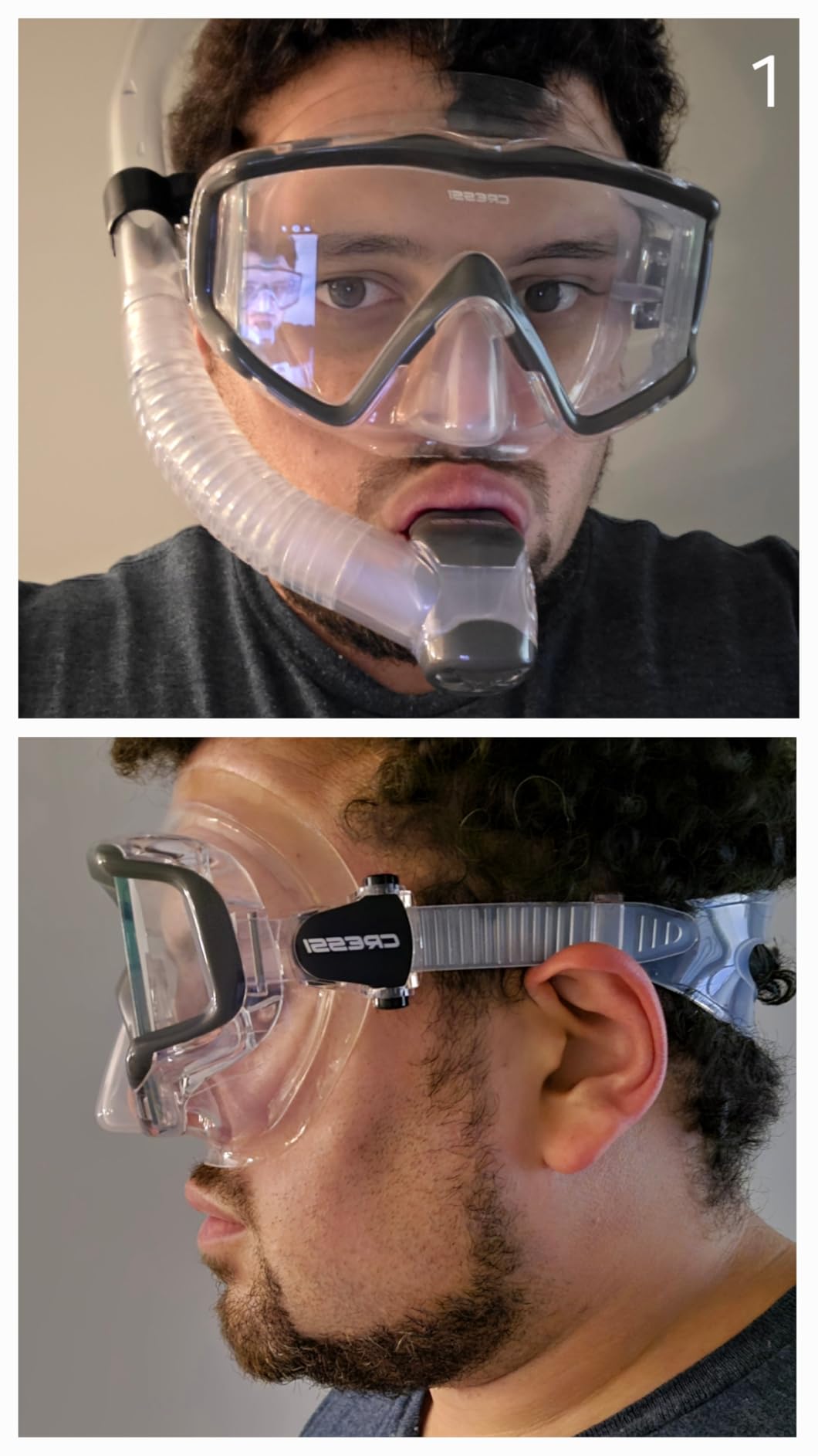 Cressi Panoramic Wide View Mask & Dry Snorkel Kit for Snorkeling, Scuba Diving - Pano 3 & Supernova Dry: Designed in Italy customer photo 2
