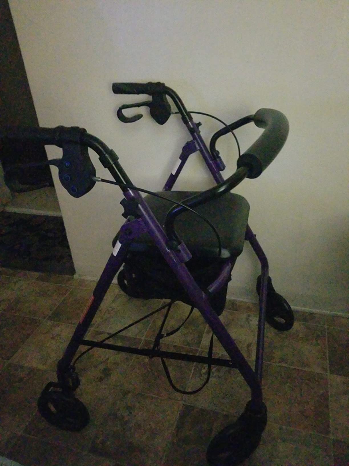 Medline Aluminum Rollator Walker with Seat, Purple, 250 lb. Weight Capacity, Lightweight, 6