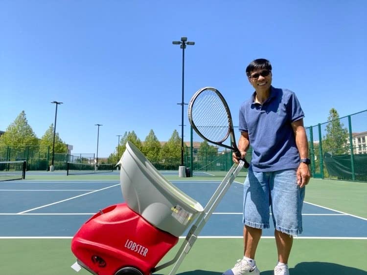 LOBSTER Sports Elite Tennis Ball Machine - Auto Portable Tennis Ball Launcher, Preloaded & Custom Drills, Spin Control, Lob Elevation Switch, Ball Speed (up to 80MPH), with Multi-Function Remote customer photo 2