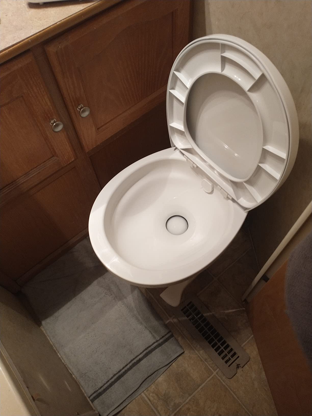 Aqua-Magic Residence RV toilet / High Profile / White - Thetford 42169 | Residential seat & cover, lightweight, single foot pedal full bowl flush, easy to install customer photo 2