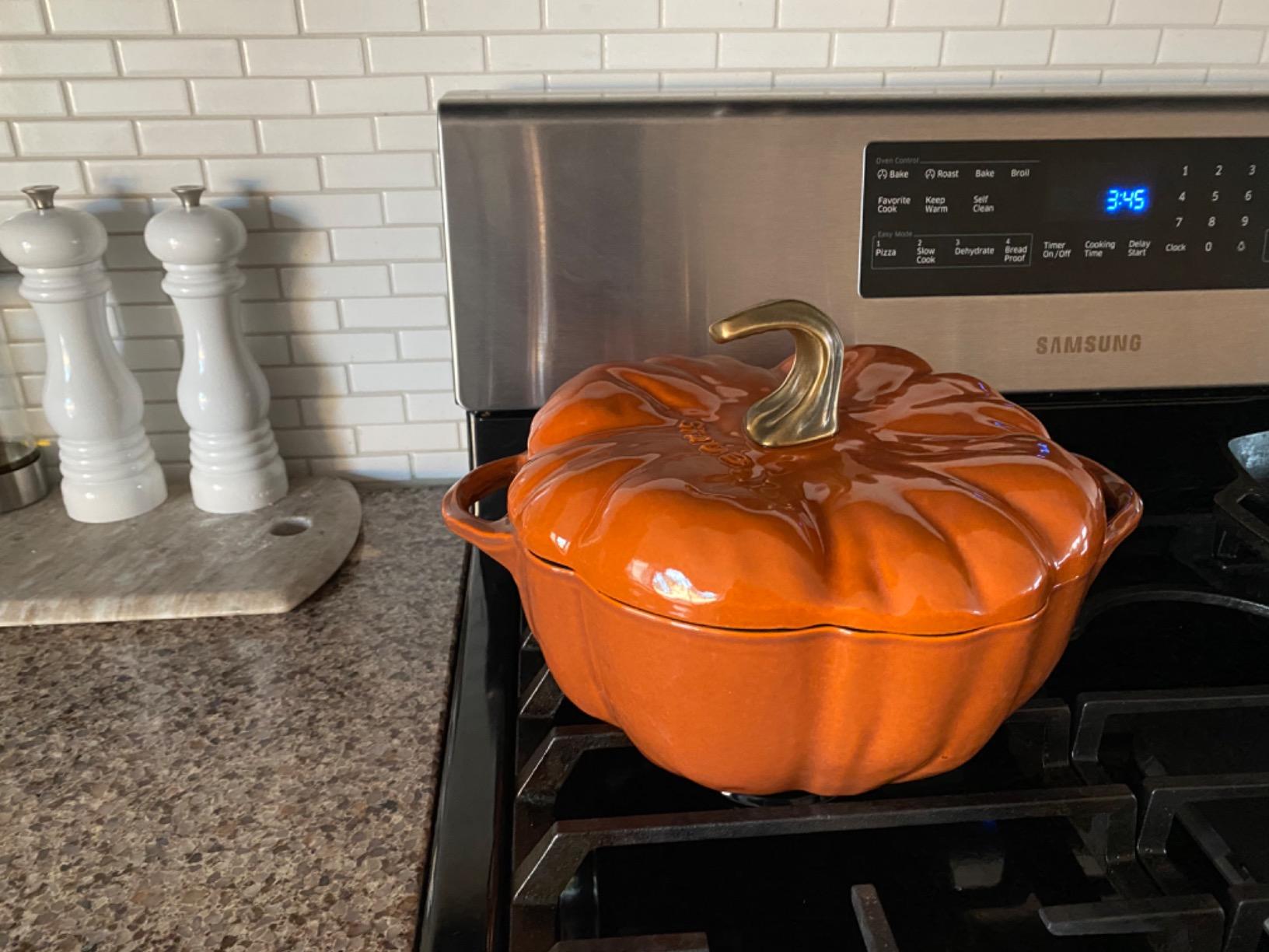 Staub Cast Iron Pumpkin Cocotte, Dutch Oven, 3.5-quart, serves 3-4, Made in France, Burnt Orange customer photo 2