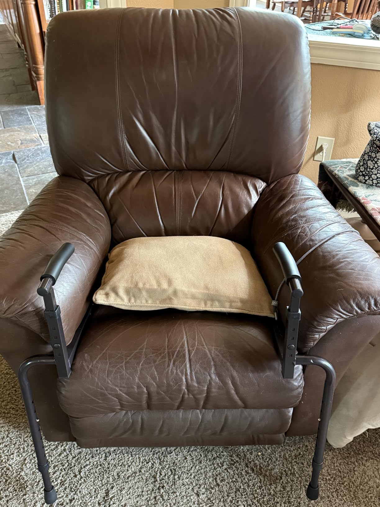 Able Life Universal Stand Assist with Legs, Chair Lift-Assist for Elderly, Grab Bar Standing Aid for Seniors, Daily Living Mobility Aid, Brown customer photo 2