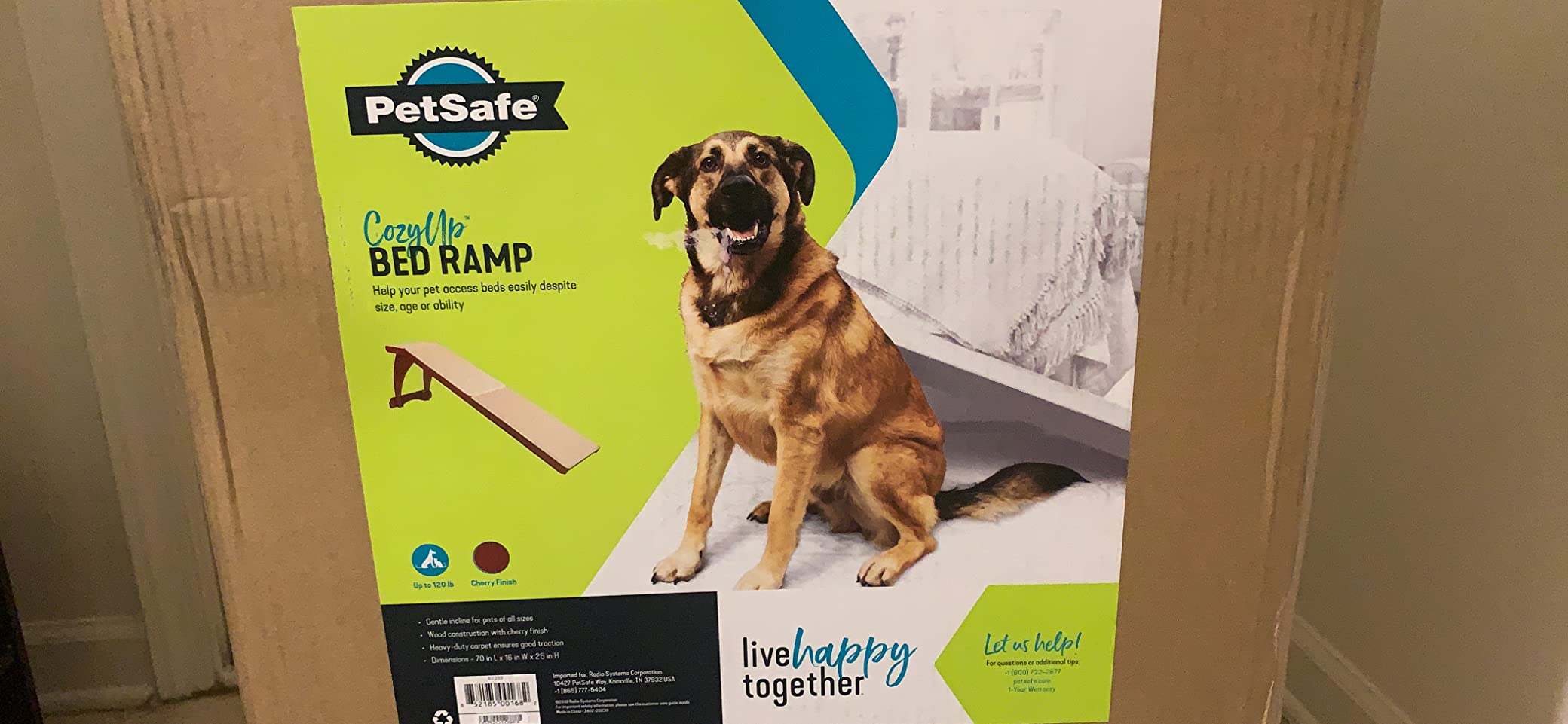 PetSafe CozyUp Wooden Bed Ramp for Cats & Dogs, Furniture-Grade with High-Traction Carpet Surface, Cherry customer photo 1