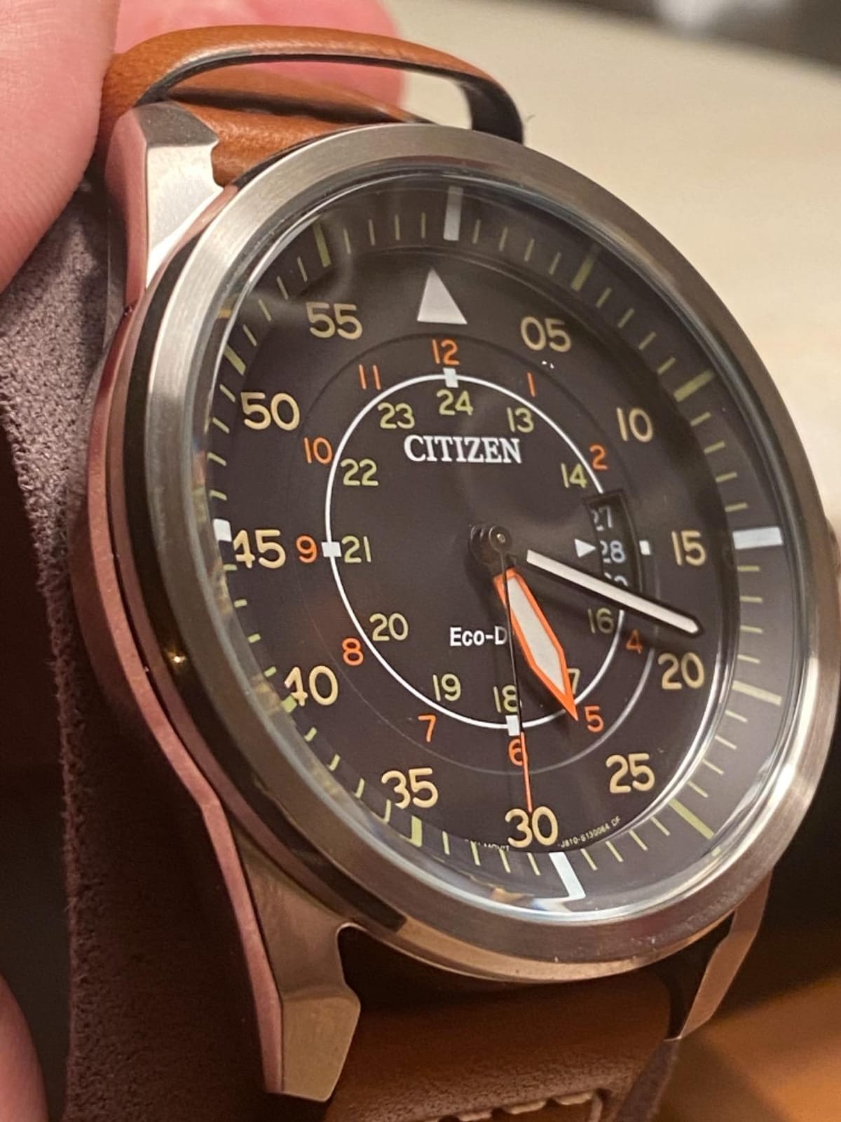 Citizen Men's Eco-Drive 3-Hand Date Avion Watch with Leather Strap (Style: AW1361:10H) customer photo 2