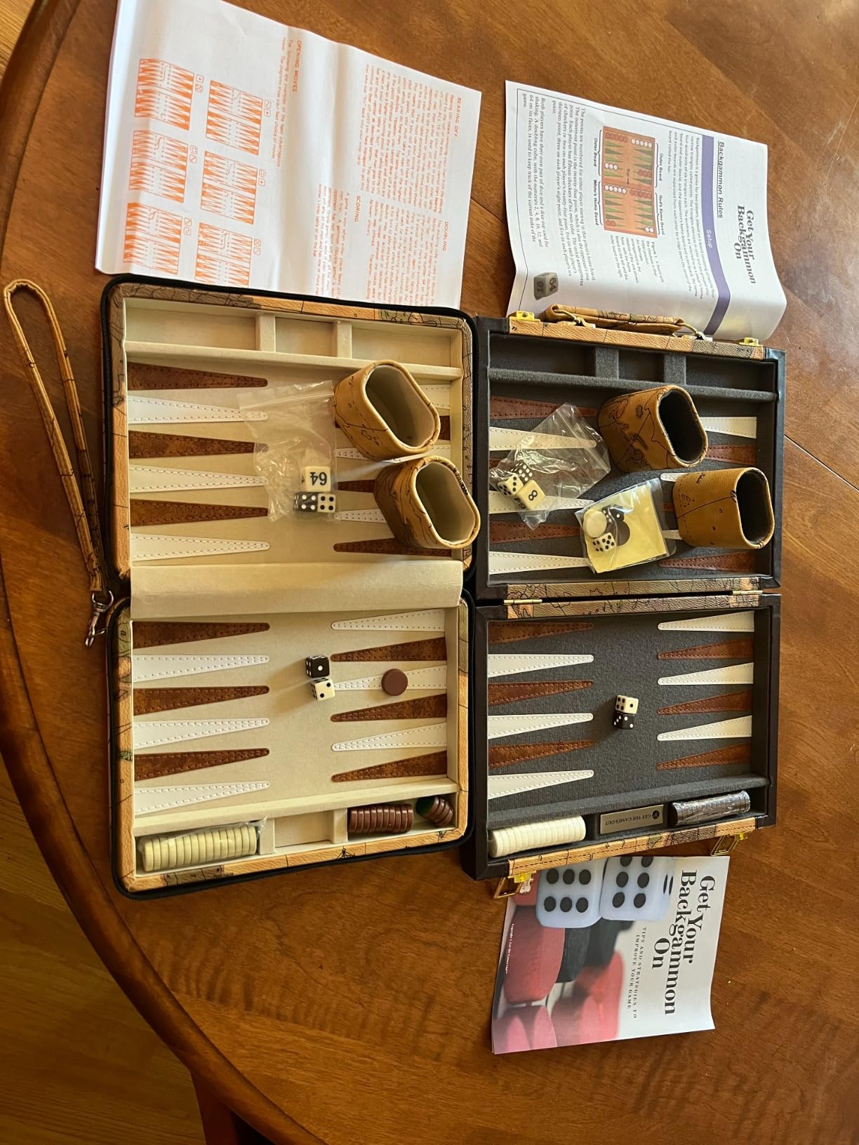 Get The Games Out Backgammon Set | Medium | Brown | 2 Players | Foldable leatherette case | 15 pieces | Strategy & tip guide | Family game nights & travel customer photo 1