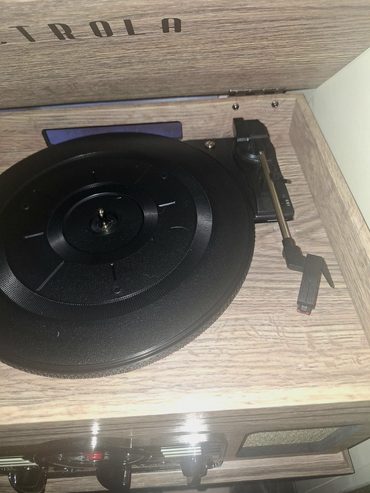 Victrola Quincy - 6-in-1 Bluetooth Record Player - Mahogany, Plays vinyl, CD, cassette and FM radio through built-in stereo speakers customer photo 2