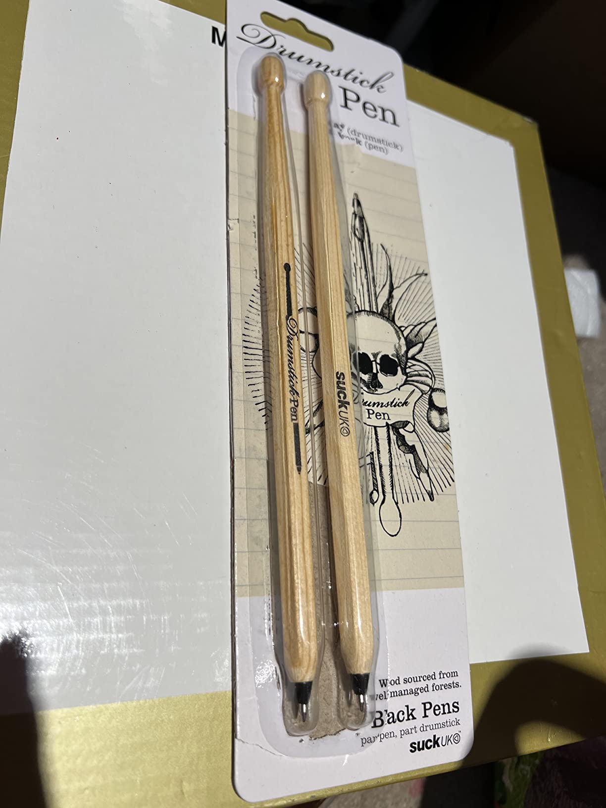 Suck UK Drumstick Pen - Drummer Gifts for Men - Gifts For Drummers - Drum Accessories - Wooden Drumstick Shaped Pen - Music Stationery Supplies - Cool Drum Kit Ballpoint Pens - Set of 2 Black customer photo 2