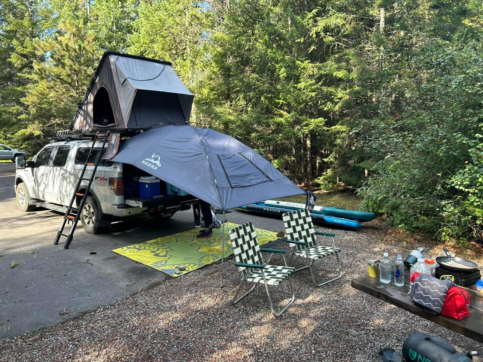 Hasika Waterproof SUV Tailgate Tent and Car Awning | Universal fit for SUVs Vans RV Trailer. Features heavy-duty suction cups, adjustable poles, and 76 sq ft of waterproof shade customer photo 1