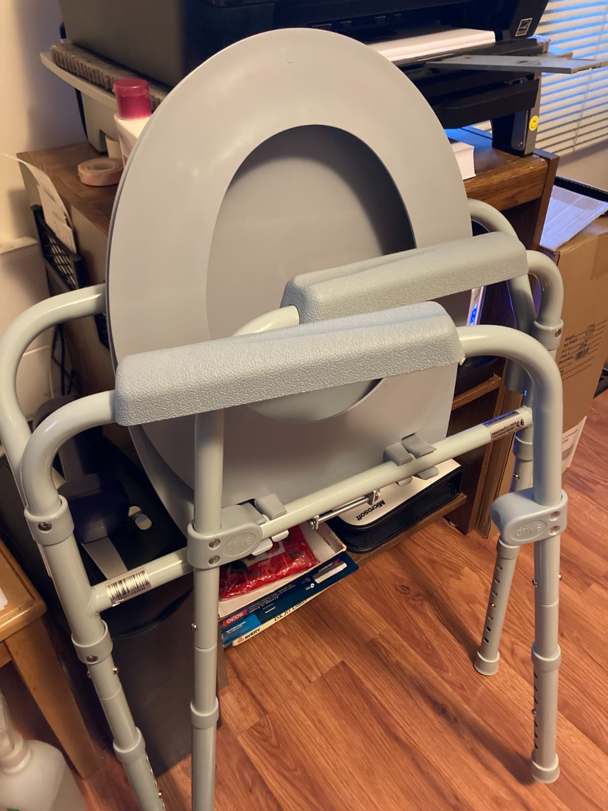 Drive Medical Folding Steel Bedside Commode Chair, 3-in-1, Gray customer photo 2