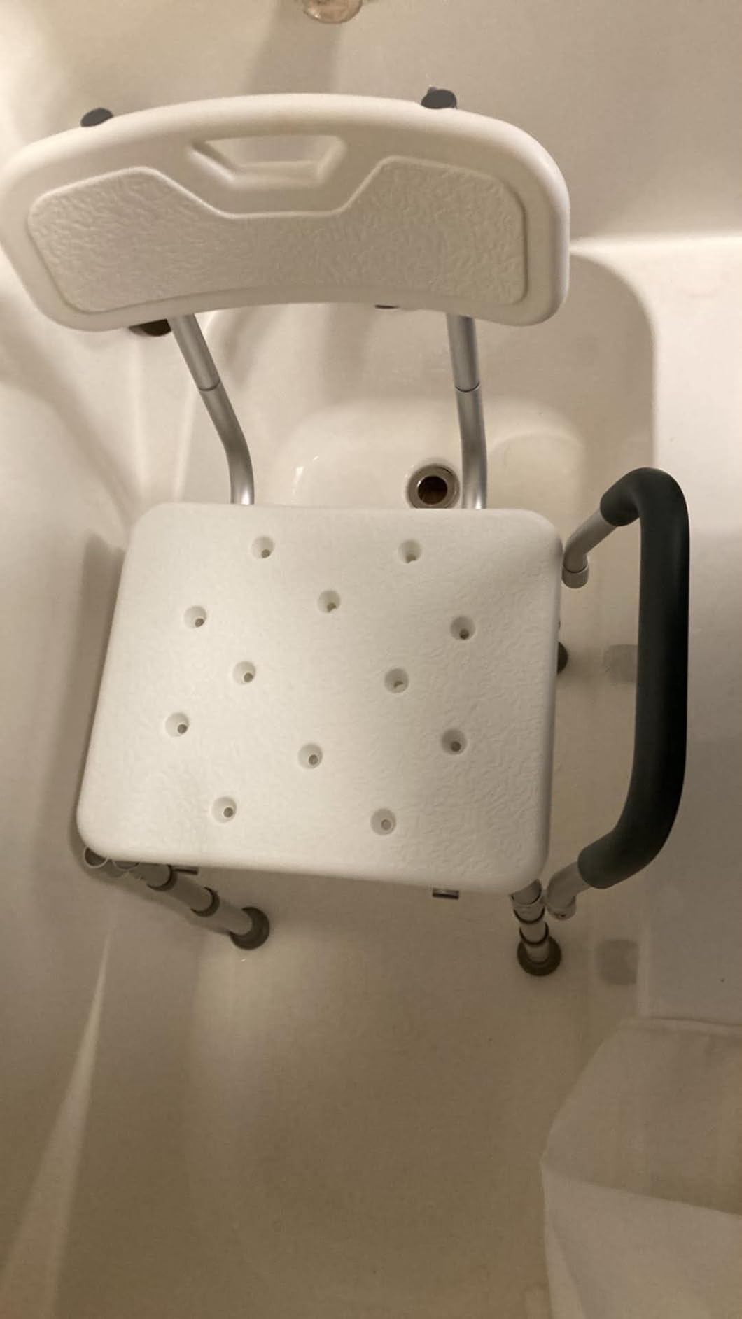 Drive Medical Premium Shower Chair with Back and Padded Arms, White | Shower Chair with Back and Padded Arms, Adjustable Height Seating for Safety and Comfort, Supports 350 Pounds customer photo 2