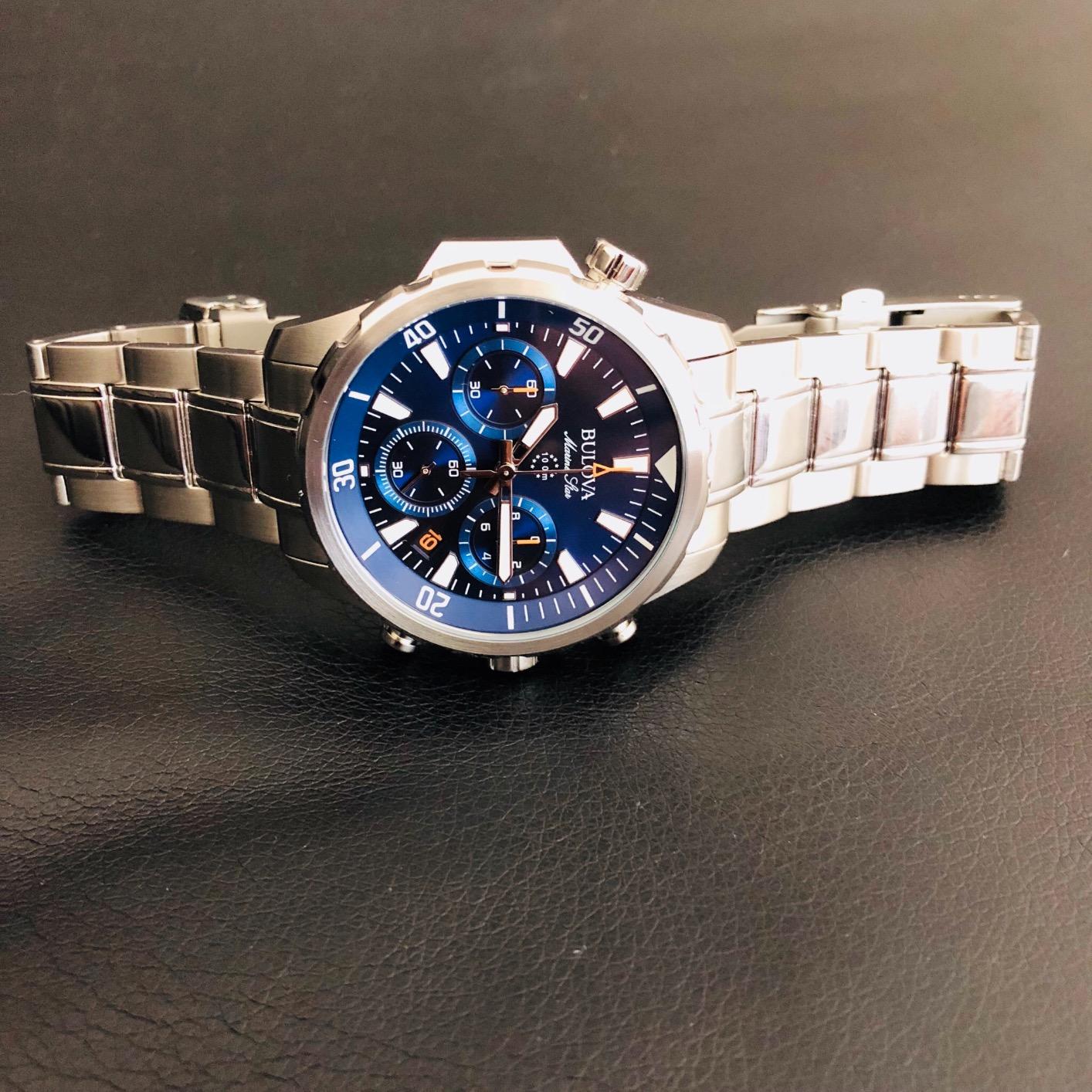 Men's Marine Star Series B Stainless Steel 6-Hand Chronograph Quartz Watch, Blue Dial Style: 96B256 customer photo 2