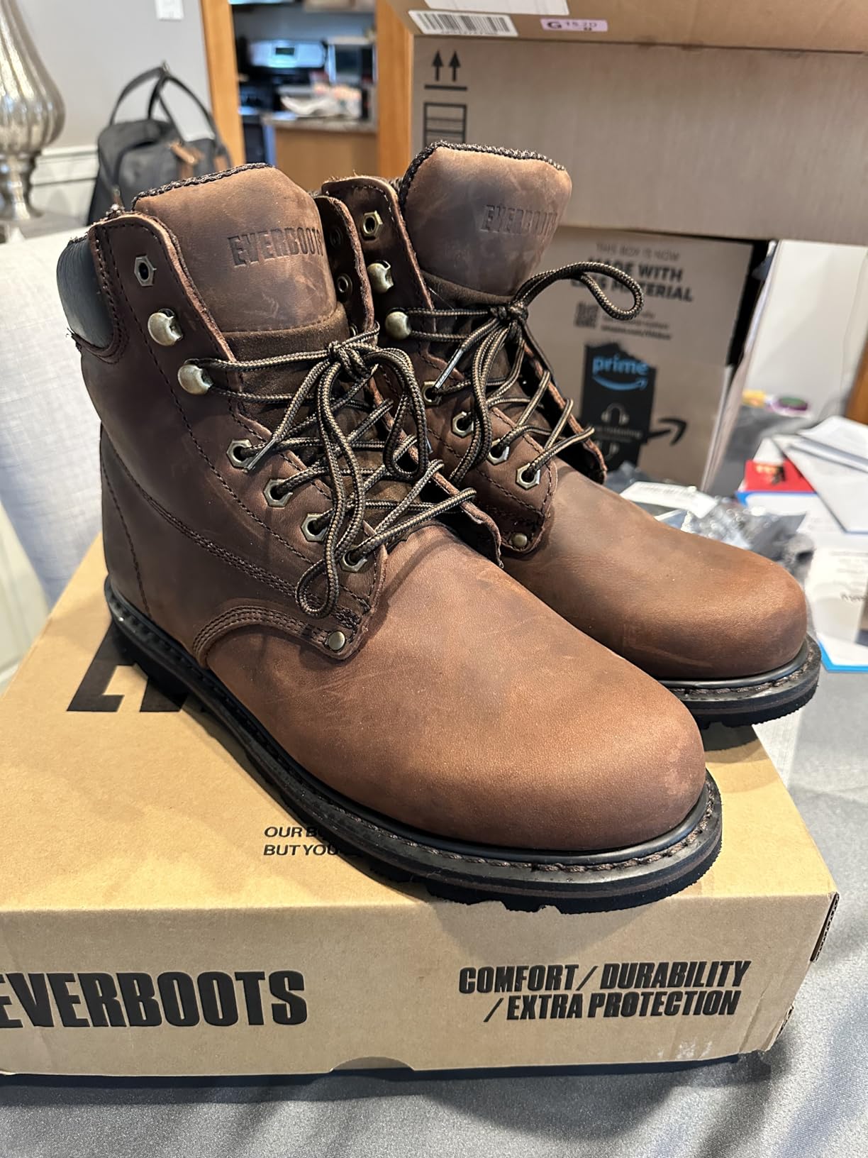 Work Boots for Men Soft Toe - 6inch Leather Boots for Construction Rubber Sole 'Tank' Workboots customer photo 1